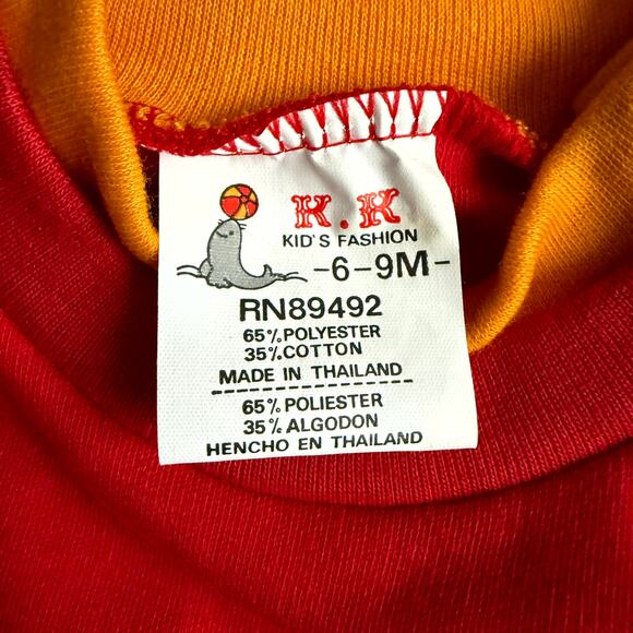 Vintage 90s K.K. Kid's Fashion 3-Piece Overall Set Unisex 6-9M Denim Plaid Bear - Picture 8 of 10